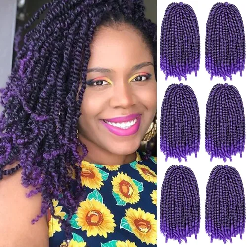 Miniatura 71 de Paquete de 2 cabello para trenzas en espiral de 8 pulgadas, cabello Spring Twist para rastas falsas, rastas de mariposa, cabello para trenzas, fibra