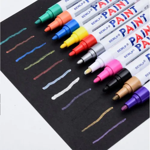 BEMLP Rotulador permanente, colorido, impermeable, de metal, pintura de relleno aceitoso para la escuela, bricolaje, llanta, banda de rodadura, CD