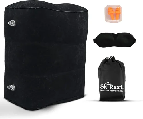 Almohada inflable para reposapiés para viajes en avión - Reposapiernas ajustable para vuelos largos, extensor de asiento de avión para bebé/niño