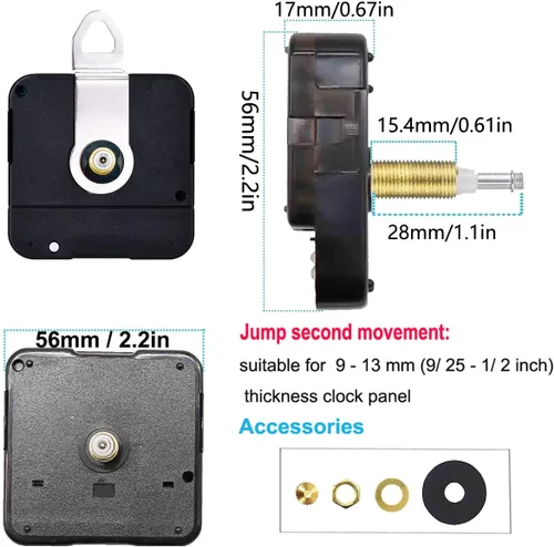 Miniatura 2 de Mecanismo de movimiento de reloj de pared de cuarzo con mango largo de alto par de torsión con pala de 12 pulgadas de largo, funciona