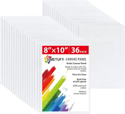Miniatura 9 de Simetufy Paquete de 72 tableros de lona pequeños para pintar de 5 x 7 pulgadas, paneles de lienzo planos para niños, imprimado con gesso sin ácidos