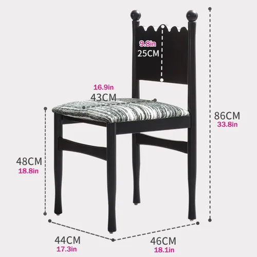 Miniatura 2 de Silla de comedor de madera maciza, sillas de cocina tapizadas, sillas de comedor de 4, silla de acento negra para cocina, comedor, sala de estar
