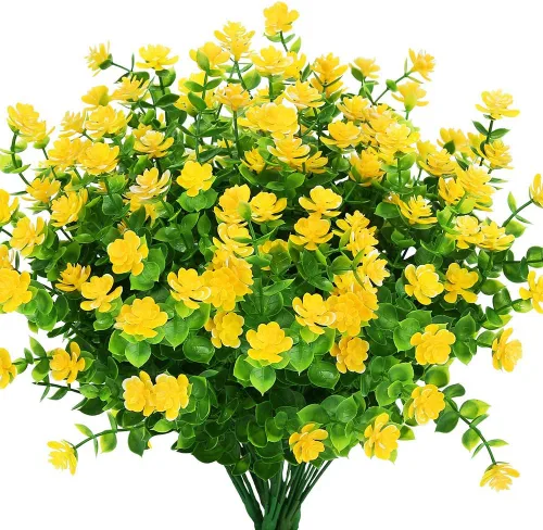 Miniatura 12 de Flores artificiales, plantas falsas al aire libre resistentes a los rayos UV, arbustos de boj de plástico sintético, 4 paquetes, para interiores