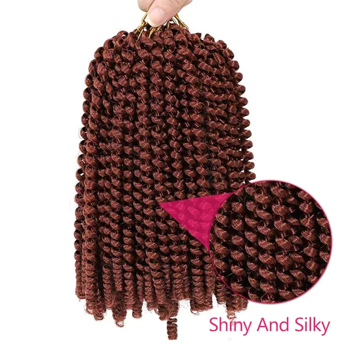 Miniatura 4 de Cabello trenzado de resorte de 8 pulgadas, 6 paquetes de cabello trenzado de resorte para trenzas de mariposa, extensiones de cabello suave de fibra