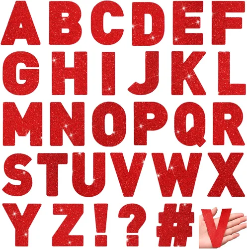 Miniatura 20 de Harloon 232 piezas de 24 hojas de letras grandes con purpurina, letras del alfabeto con letra grande, kit de letras autoadhesivas para buzón, Dorado