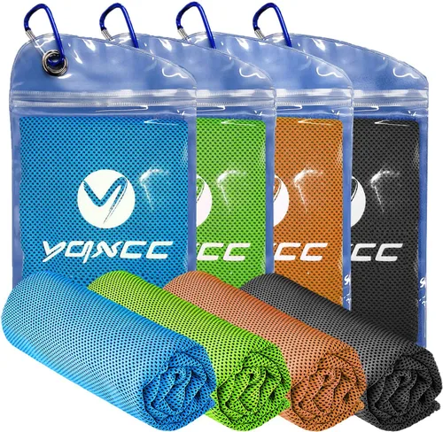 Miniatura 8 de YQXCC Toallas refrescantes Paquete de 4 unidades de 47 x 12 pulgadas Hielo fresco para cuello Microfibra suave transpirable para yoga, Gris