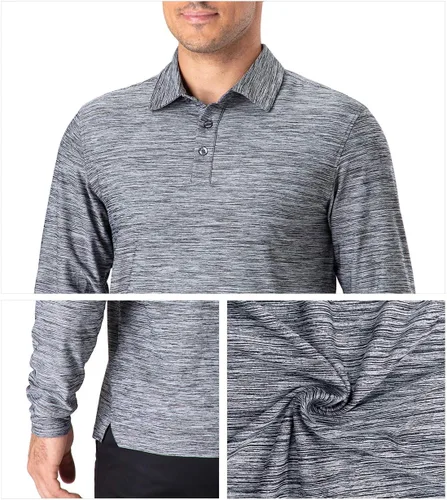Miniatura 30 de NAVISKIN Camisas polo para hombre, de secado rápido, UPF 50, manga larga y corta, que absorben la humedad