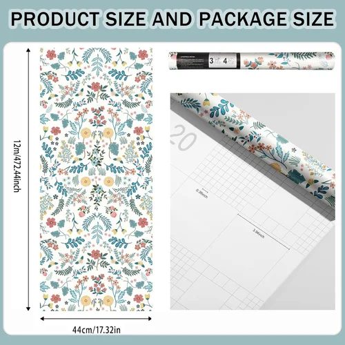 Miniatura 8 de JiffDiff Papel tapiz floral de flores silvestres para despegar y pegar, papel de contacto de flores y hojas, papel de pared bohemio, extraíble