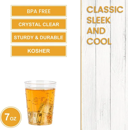 Miniatura 2 de PARTY BARGAINS Vasos de plástico duro transparente de 12 onzas, paquete de 100 vasos desechables rígidos de alta resistencia, vasos resistentes a
