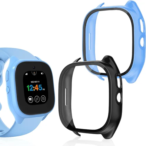 Miniatura 10 de Paquete de 2 fundas protectoras para Verizon Gizmo Watch 3, protector de pantalla de policarbonato duro, protector de pantalla de vidrio templado