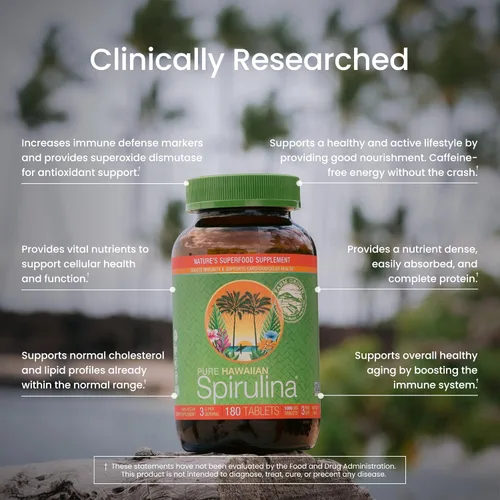 Miniatura 4 de Nutrex Hawaii, Espirulina hawaiana pura - Tabletas de 1000 mg - Superalimento natural rico en nutrientes cultivado en Hawai, apoyo inmunológico