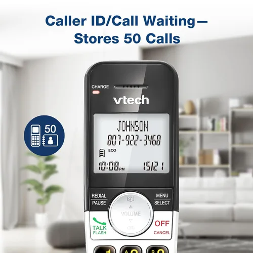Miniatura 2 de VTech Teléfono inalámbrico de 2 auriculares con pantalla grande y botones grandes, DECT 6.0 con identificador de llamadas/llamada en espera, altavoz
