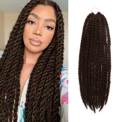 Miniatura 37 de Trenzas de ganchillo de pelo sintético auténtico doble Jumbo Senegalese Twist 12" (30)