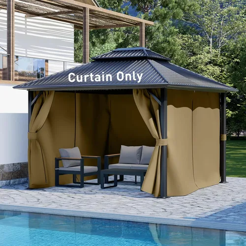 Miniatura 16 de Aoodor Cortinas de Gazebo para Exteriores de 10 x 10 pies, 4 Paneles Impermeables de Pared Lateral de Privacidad de Repuesto con Cremallera