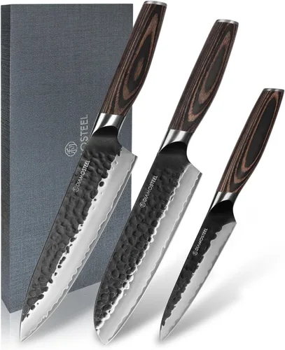 Miniatura 11 de Cuchillo utilitario – Cuchillo profesional de cocina de 5 pulgadas – Hoja de óxido negro martillado japonés 9CR18MOV acero inoxidable de alto