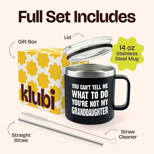 Miniatura 3 de KLUBI No Puedes Decirme Qué Hacer No Eres Mi Nieta - Regalos de Cumpleaños para Abuelo 14oz Vaso para Abuelo Regalo para Abuelo Los Mejores Regalos