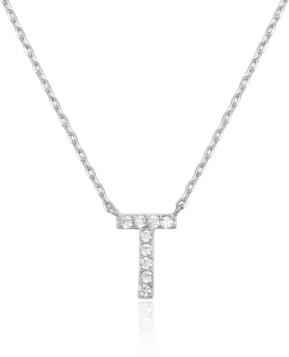 Miniatura 154 de PAVOI 14K White Gold Plated Cubic Zirconia Initial Necklace Letter Dainty Necklaces for Women