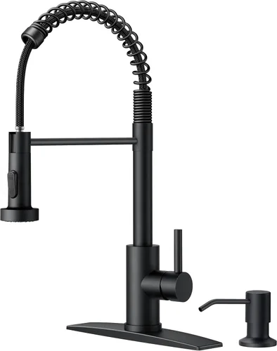 Miniatura 31 de FORIOUS Grifo de cocina con rociador extraíble, grifo de fregadero clásico de resorte extraíble de acero inoxidable comercial de una sola manija
