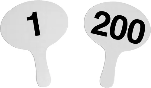 Miniatura 11 de 201-300, Cartonplast de 0.079 in, juego de paletas de subasta Better Bidders de forma ovalada, ventiladores de plástico blanco de 1 pieza (201-300)