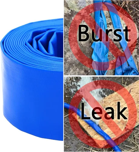 Miniatura 4 de DAVCO Manguera de retrolavado de piscina de 1.25 pulgadas x 50 pies, manguera de bomba de descarga de agua plana de PVC azul reforzado resistente