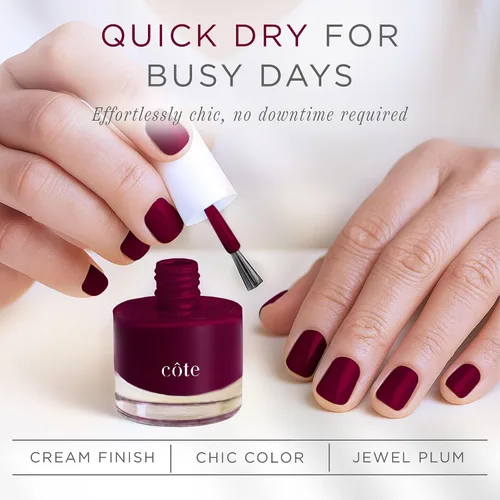 Miniatura 2 de Cote Beauty's Sangria - Esmalte de uñas natural ciruela, acabado suave y crema, tono joya, esmalte de uñas de larga duración, resistente a