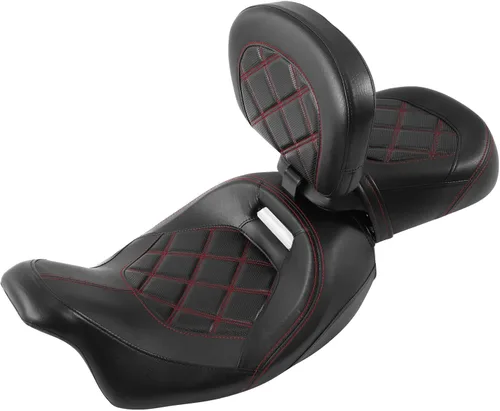 Miniatura 39 de TCT-MOTORPARTS Driver Rider - Almohadilla de respaldo para Harley Touring 2009-2023 Road King Street Road Electra Glide Ultra Black Stitching