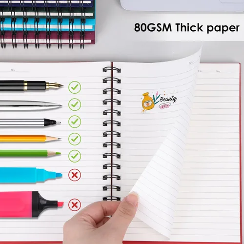 Miniatura 4 de LABUK 8 cuadernos en espiral de tapa dura, diarios en espiral A5, 160 páginas, papel grueso con rayas universitarias para trabajo, escuela