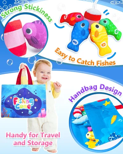 Miniatura 5 de Juguetes Montessori para niños de 1 año, juego de pesca para niños pequeños con tazas apilables, juguetes educativos de aprendizaje para regalos