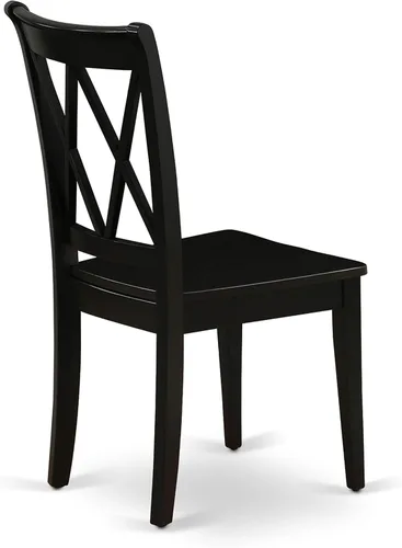 Miniatura 7 de East West Furniture CLC-BLK-W Clarksville - Sillas de comedor de madera con respaldo cruzado doble, juego de 2, color negro