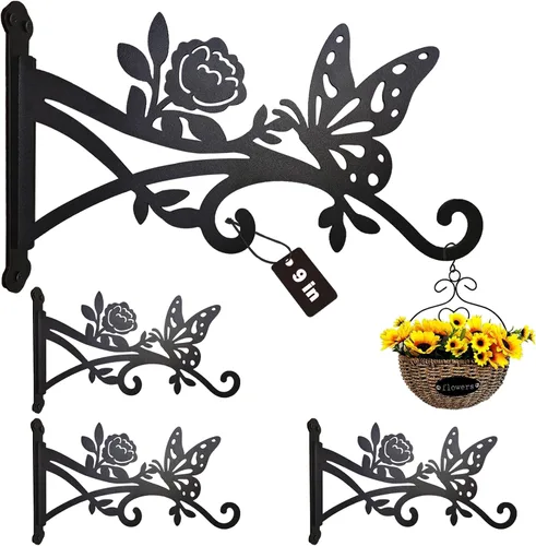 Miniatura 9 de Paquete de 2 ganchos de pared colgantes para plantas de 12 pulgadas, ganchos de pared para comedero de pájaros, gancho de metal resistente