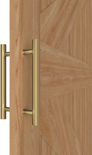 Miniatura 20 de Manijas Redondas de Puerta de Granero de Titanio Dorado 12"/24"/36"/48"/59", Manija Larga de Puerta Francesa de Empujar y Tirar de Doble Cara