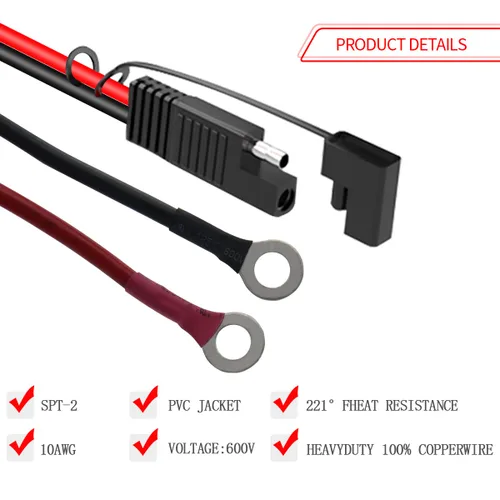 Miniatura 2 de ELFCULB Cable de extensión de conectores de batería SAE de 3.3 pies 10 AWG con 5 fusibles compatible con cargador de batería de generador solar, SAE