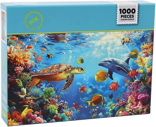 Miniatura 4 de Moruska Rompecabezas submarino de 1000 piezas para adultos, rompecabezas de animales bajo el mar, escena oceánica, 1000 piezas