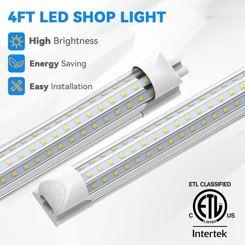 Miniatura 2 de CNSUNWAY Lámparas LED para tienda de 4 pies, luz LED en forma de D de 50W 7500LM 6500K luz blanca diurna, luz para garaje, enlazable con cubierta