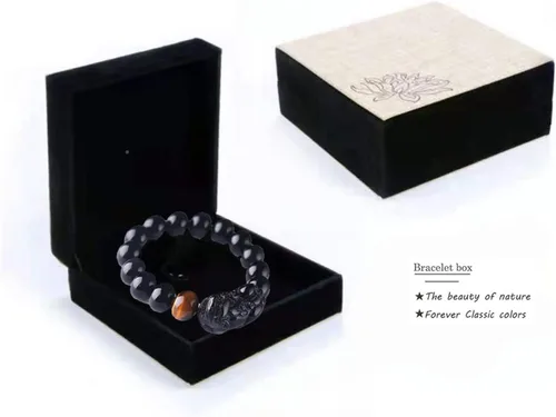Miniatura 40 de Pulsera de obsidiana negra, pulsera de obsidiana negra Feng Shui para mujeres y hombres, pulsera elástica de obsidiana con piedra de ojo de tigre