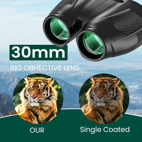 Miniatura 2 de Prismáticos compactos de 12 x 30 para adultos, binoculares pequeños y ligeros de alta potencia con adaptador de teléfono para crucero, senderismo