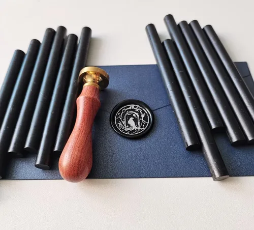 Miniatura 3 de 12 barras de cera para sellar pistola de pegamento para sello de cera, palos de cera PORXFLY Seal ideales para sobres de tarjetas, envoltura de Negro