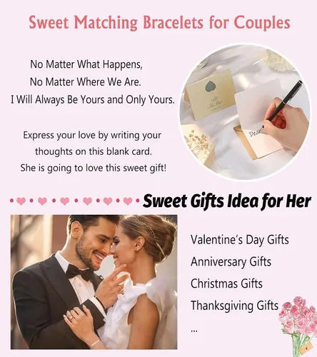 Miniatura 5 de UNGENT THEM Pinky Promise - Pulsera a juego para parejas, alma gemela, hombre, relación a distancia, regalos para mujeres, hombres, él, ella