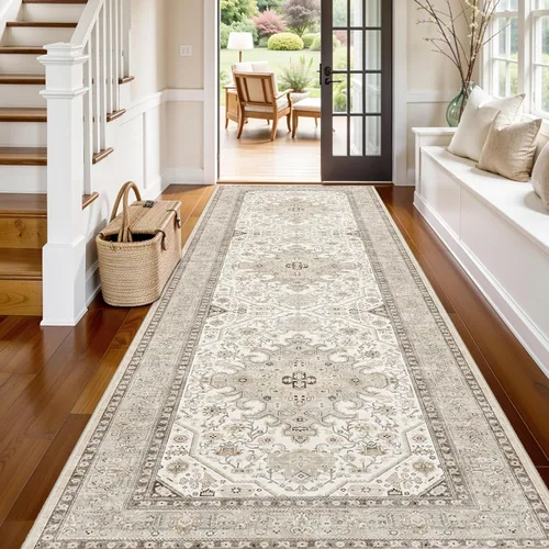 Miniatura 35 de Alfombras de área 9x12 para sala de estar: Alfombra oriental lavable de 108 pies cuadrados para dormitorio - Alfombra de pelo bajo ultra delgada