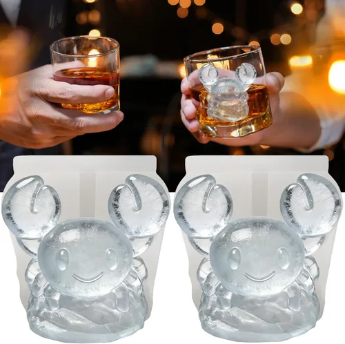 Bandeja de moldes de silicona para cubitos de hielo de cangrejo 3D para whisky, cóctel, bebida, bar; detalles ricos. Divertido molde de animales