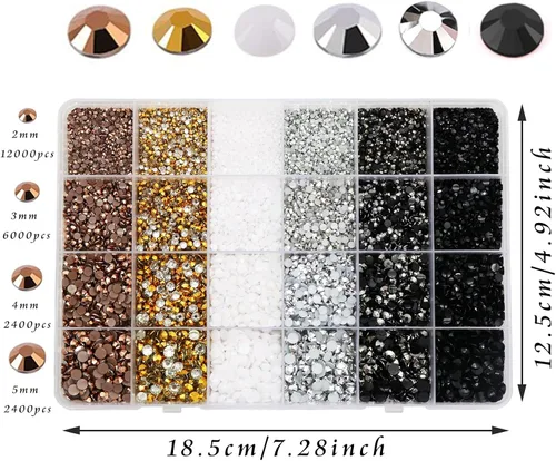 Miniatura 5 de 22800 diamantes de imitación de parte trasera plana de varios tamaños, diamantes de imitación de resina brillante YAEISM con parte trasera plana, 6