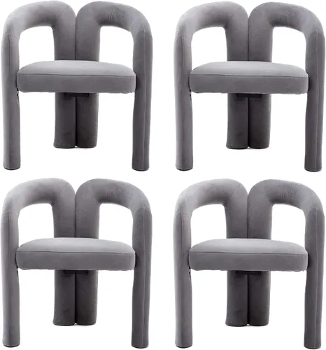 Miniatura 24 de Modernas sillas de comedor de terciopelo tapizadas, con respaldo curvado, cómoda silla auxiliar para cocina, comedor, sala de estar