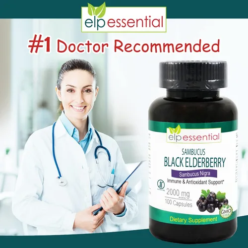 Miniatura 2 de ELP ESSENTIAL Cápsulas de saúco negro de 2000 mg 100 unidades Extracto de Sambucus súper concentrado, antioxidante e inmune