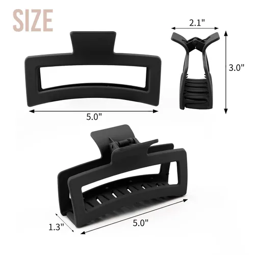 Miniatura 4 de ZYTJ Pinzas de garra negras extra grandes de 5 pulgadas para cabello grueso y largo, paquete de 4 clips de garra extra grandes, pinzas rectangulares