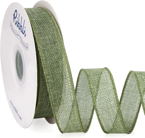 Miniatura 28 de Ribbli Cinta de arpillera natural con alambre, 1 pulgada x 20 yardas continuas, cinta de borde con alambre para coronas, lazos grandes, decoración