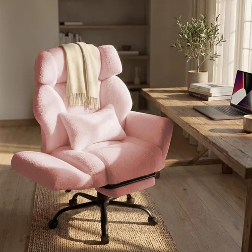 Miniatura 11 de Silla de oficina con reposabrazos abatibles, silla de oficina grande y alta con reposapiés, asiento extra ancho y almohada lumbar, silla ergonómica