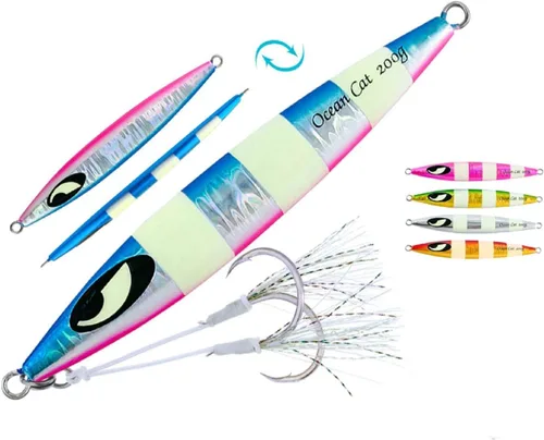 Miniatura 17 de OCEAN CAT Jigs de pesca de agua salada en alta mar Jigging de velocidad de lanzamiento lento señuelos vertical Jigging vertical Plantilla de otoño