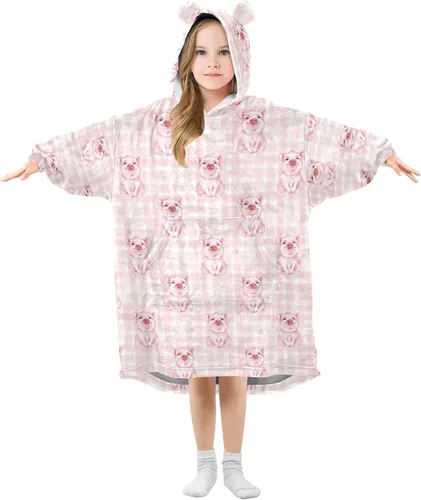 Miniatura 19 de Mantas portátiles para niños, sudadera con capucha tipo manta de gran tamaño, suave y cálida, regalos para niños, niñas y adolescentes de 3 a 14