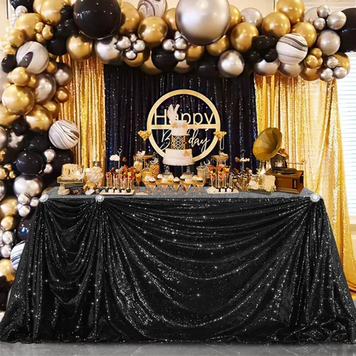 Miniatura 86 de B-COOL Mantel de lentejuelas de 60 x 102 pulgadas, mantel de cumpleaños rectangular azul bebé, brillante, duradero, boda, fiesta, restaurante