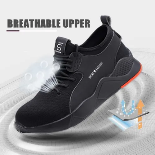 Miniatura 3 de CORANSBER Zapatos de seguridad con punta de acero para hombres y mujeres, zapatillas de trabajo transpirables, ligeras, zapatos industriales